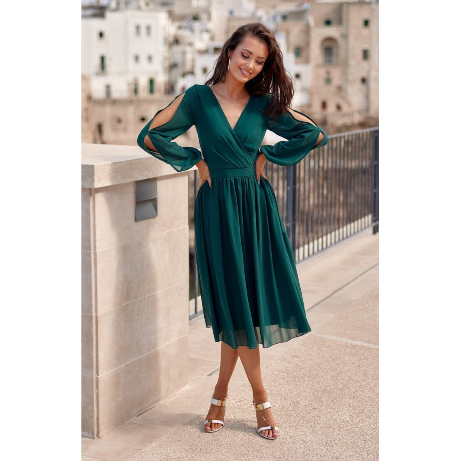 Rochie Midi Cu Maneca Fluture Eden
